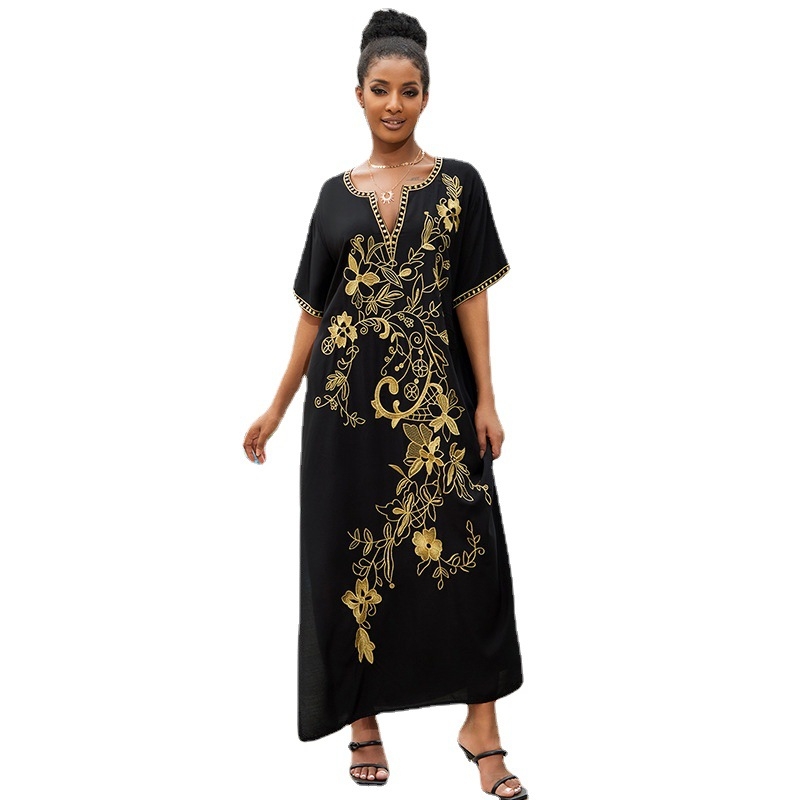Rochie de plajă brodată din viscoză cu acoperire în stil robă; căptușeală din bumbac, 100% bumbac, greutate material: 240 g/m²