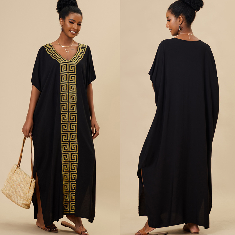 Ženska plažna haljina-cover-up – Rayon tkanina, podstava od pamuka 100%, 280 g, široki kroj, zaštita od sunca