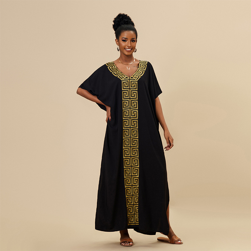 Ženska plažna haljina-cover-up – Rayon tkanina, podstava od pamuka 100%, 280 g, široki kroj, zaštita od sunca
