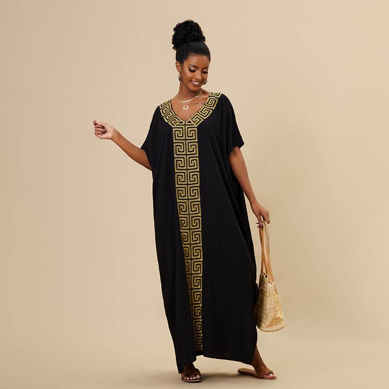 Ženska plažna haljina-cover-up – Rayon tkanina, podstava od pamuka 100%, 280 g, široki kroj, zaštita od sunca