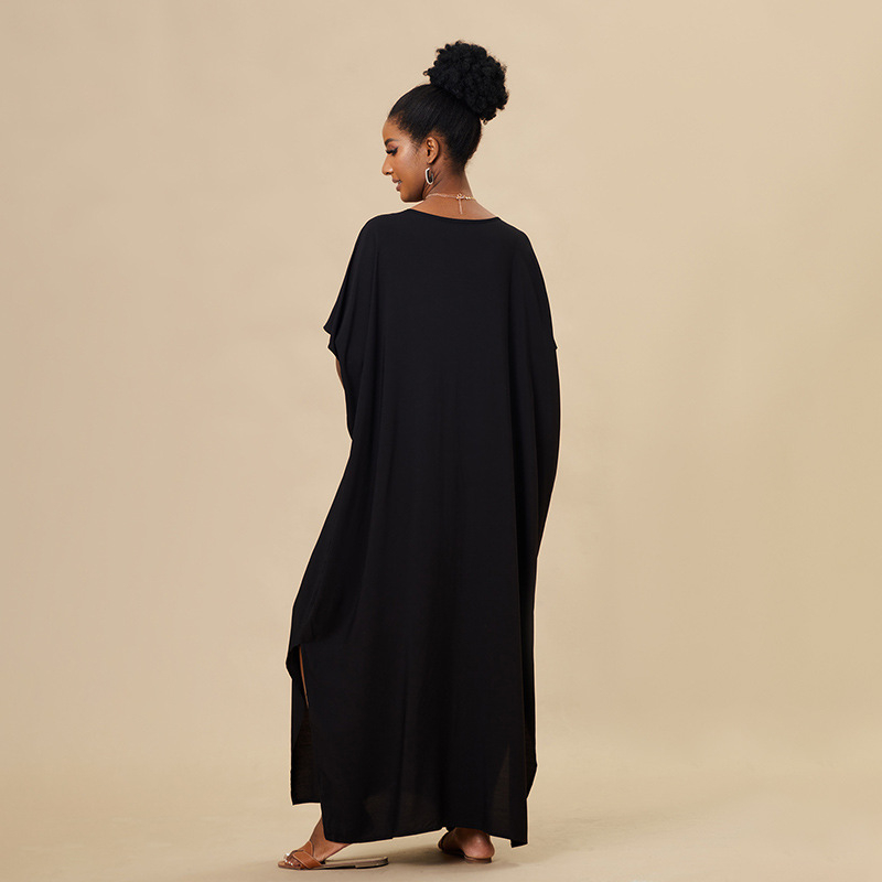 Ženska plažna haljina-cover-up – Rayon tkanina, podstava od pamuka 100%, 280 g, široki kroj, zaštita od sunca