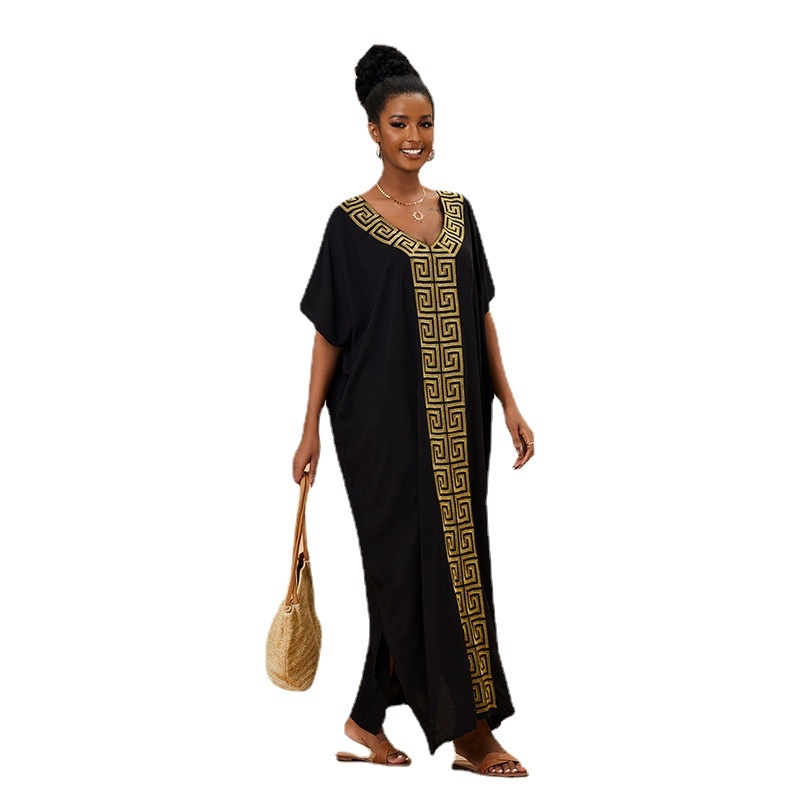 Ženska plažna haljina-cover-up – Rayon tkanina, podstava od pamuka 100%, 280 g, široki kroj, zaštita od sunca