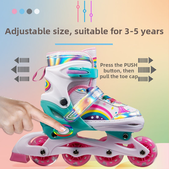 Dječje inline skates komplet, podesive, s treperavim svjetlima