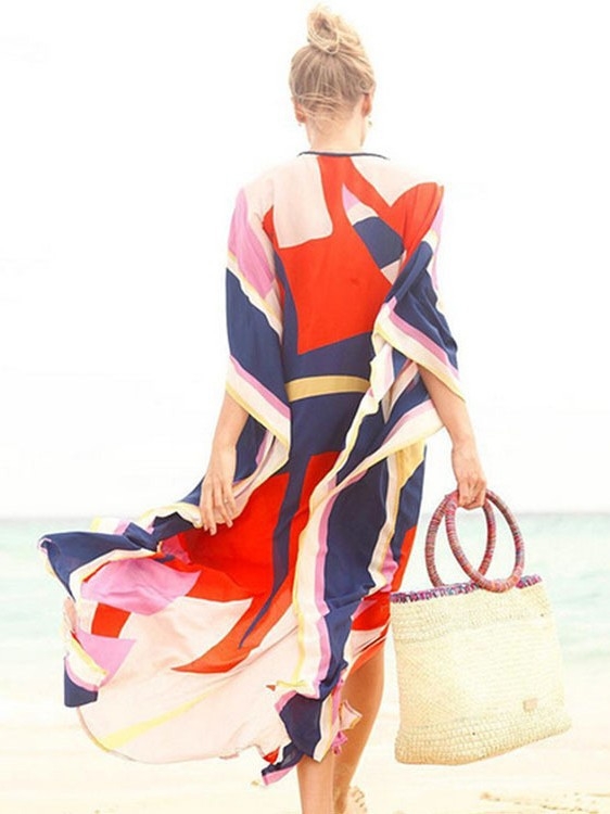 Duga plažna haljina od rayona s pamukom podlogom, 230 g/m², zaštita od sunca, pogodna za plivanje