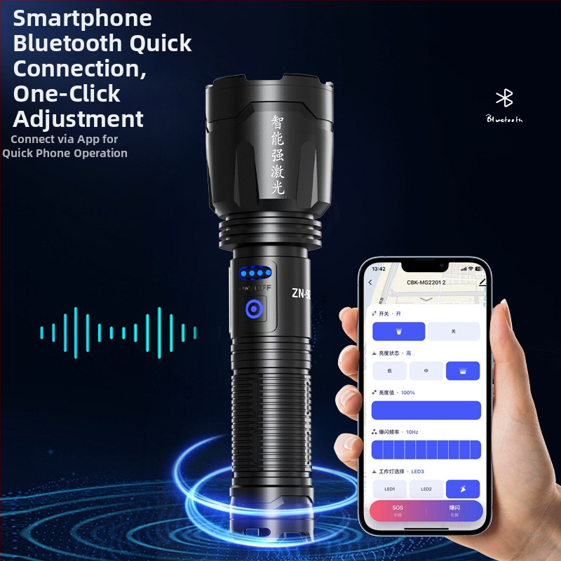 Lanternă LED cu zoom optic, corp din aliaj de aluminiu, baterie Li 26650, reîncărcabilă, sursă de lumină LED, rază peste 500 m