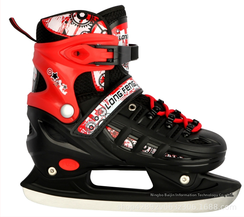 Longfeng ľadové korčule s čepeľami z nehrdzavejúcej ocele pre tínedžerov a dospelých; horný diel z PVC s sieťkou; podrážka z PP; vhodné pre rýchlostné a krasokorčovanie