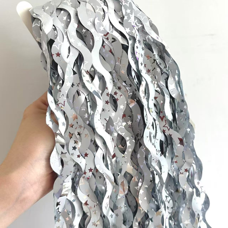 Esőszálas függöny csillagos háttérrel és hullámzó dizájnal születésnapi bulira (Műanyag • Szalag • Helyszíni dekoráció kiegészítői • Beltéri dekoráció)