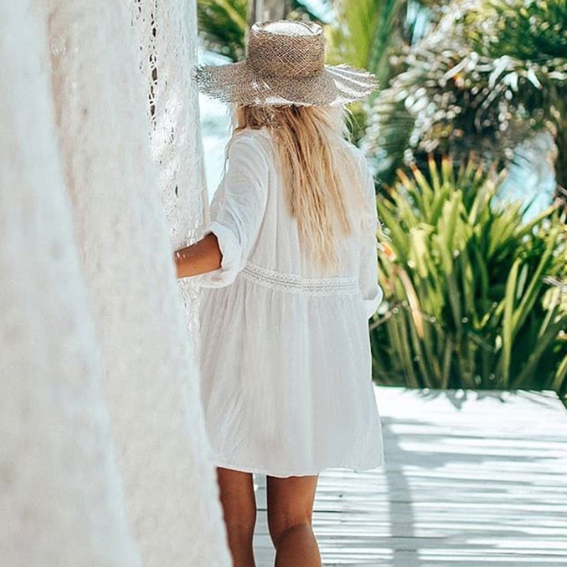 Prekrivno bikini odijelo s slojevito čipkom, široka silueta, vanjski i podstava od viskoze, 238 g, plažni stil za par
