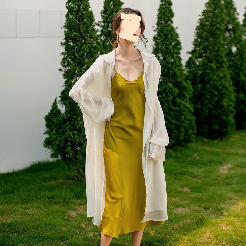 Női chiffon kardigán kabát polo gallérral, hosszú ujjú, gombos dizájn, 95% poliészter