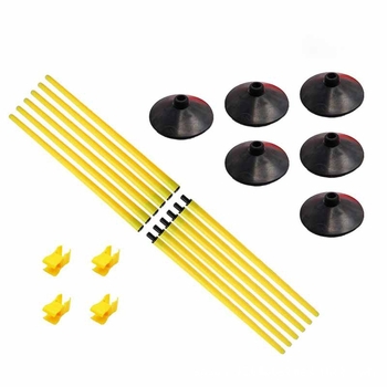 Összecsukható zászlórúd edzőeszköz kosárlabdához és futballhoz; PVC anyag, gumibázis, tekerő rúd, kereszttartó