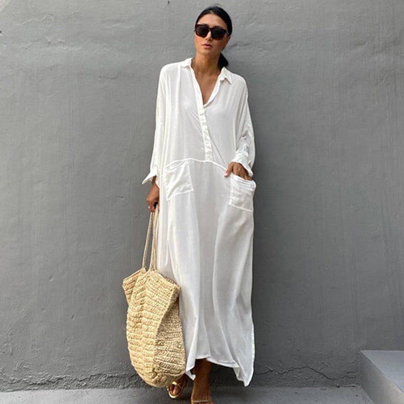 Plažna haljina-pokrivalo sa džepovima, vanjski materijal: rayon, podstava: pamuk 100%, 276 gsm