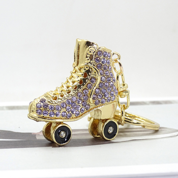 XDPQQ Privjesak za ključeve u obliku skateboarda, 3D metalni spoj, dvostrane dijamantne ukrase, korejskog stila