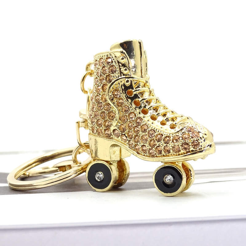 XDPQQ Privjesak za ključeve u obliku skateboarda, 3D metalni spoj, dvostrane dijamantne ukrase, korejskog stila