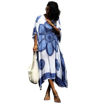 Rochie-acoperitoare de plajă din viscoză, imprimeu, croială lejeră, 220 g/m², protecție solară