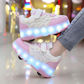 Djeca cipele u stilu Heelys sa svjetlećim efektom – unisex, cartoon uzorak, za sva godišnja doba
