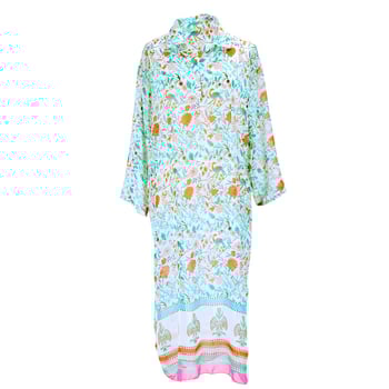 Rochie lungă din chiffon cu guler cambrat, croială lejeră; ideală ca rochie de plajă și protecție solară, ca acoperitoare pentru bikini în vacanțe. Brand: xanyee/cicada Yi; Material: chiffon; Compoziție: poliester; GSM: 150