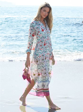 Rochie lungă din chiffon cu guler cambrat, croială lejeră; ideală ca rochie de plajă și protecție solară, ca acoperitoare pentru bikini în vacanțe. Brand: xanyee/cicada Yi; Material: chiffon; Compoziție: poliester; GSM: 150