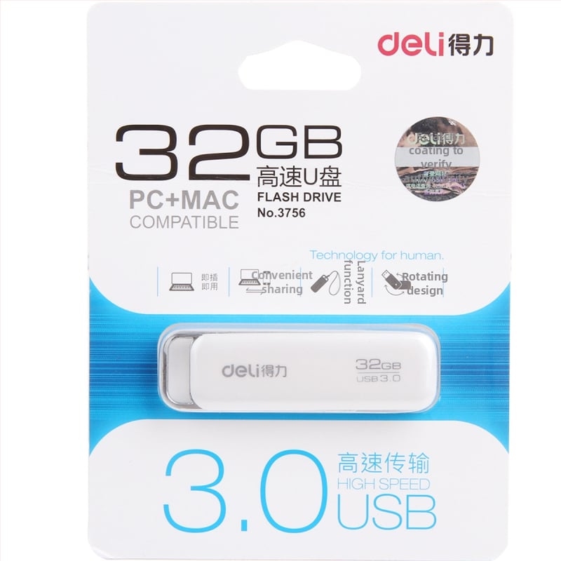 Deli USB flash disk – modely 3721/3722/3723/3755/3753/3756/2191/2192/2173; kompatibilný s počítačmi