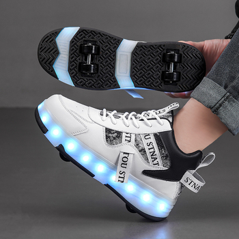 Dječje Heelys s osam kotača, svjetleće transformirajuće rolerice, PU kotači, dvostruki red