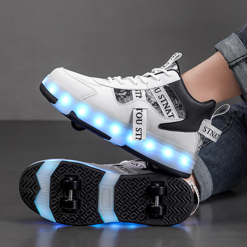 Dječje Heelys s osam kotača, svjetleće transformirajuće rolerice, PU kotači, dvostruki red