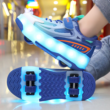 Yitu dječje Heelys tenisice s dvostrukim kotačem, PU kotači, prozračne, svjetleće i punjive