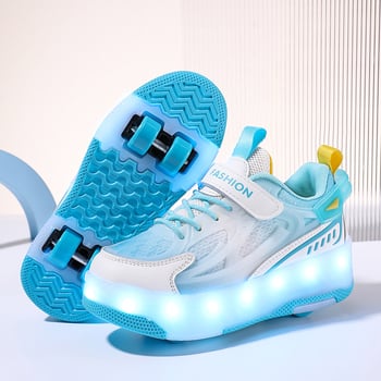 Yitu dječje Heelys tenisice s dvostrukim kotačem, PU kotači, prozračne, svjetleće i punjive