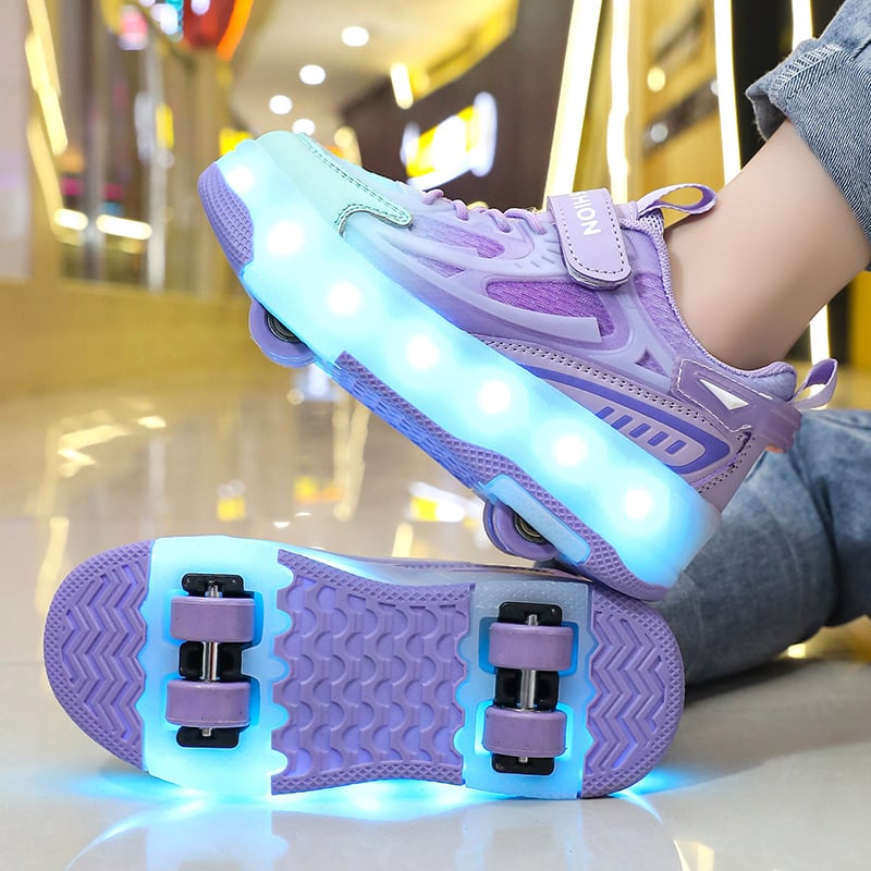 Yitu dječje Heelys tenisice s dvostrukim kotačem, PU kotači, prozračne, svjetleće i punjive