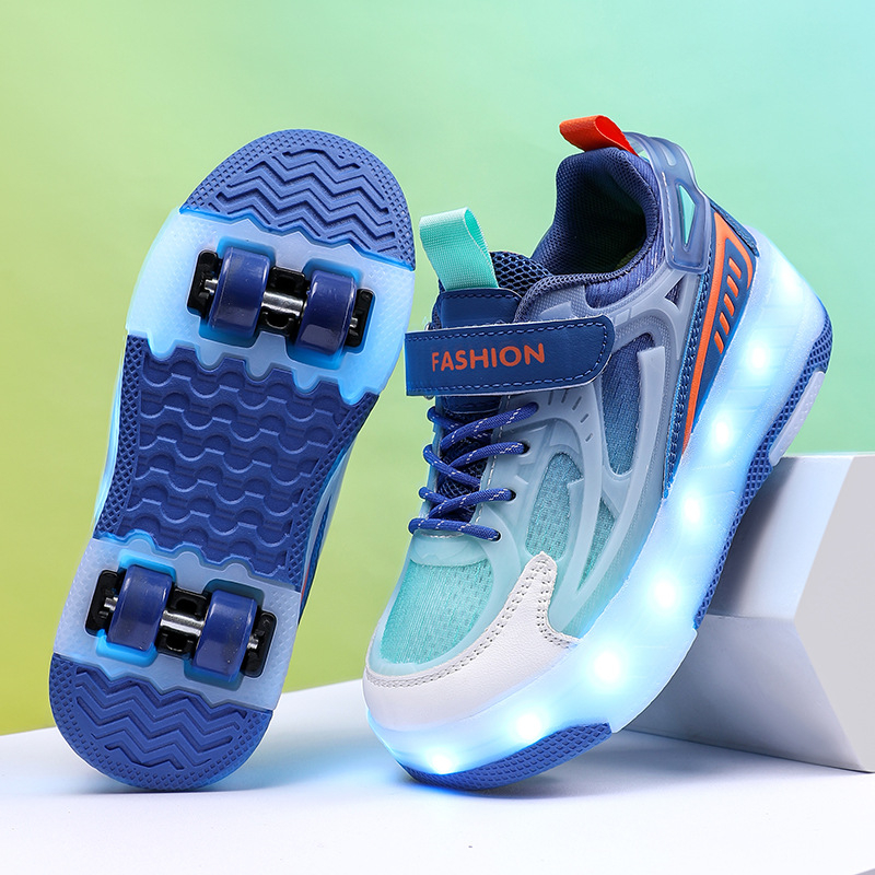 Yitu dječje Heelys tenisice s dvostrukim kotačem, PU kotači, prozračne, svjetleće i punjive