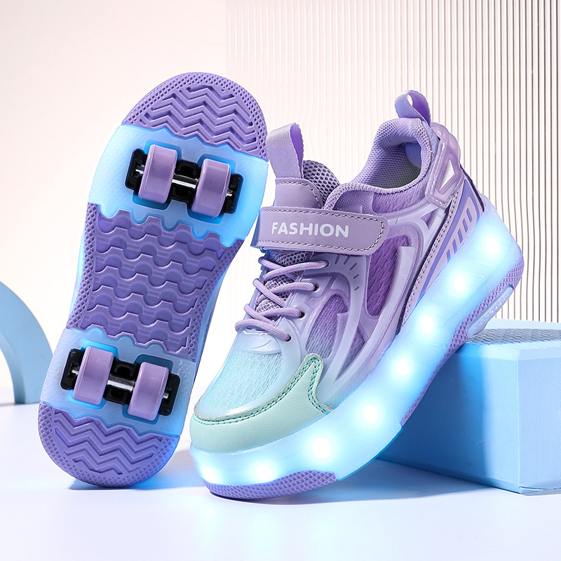 Yitu dječje Heelys tenisice s dvostrukim kotačem, PU kotači, prozračne, svjetleće i punjive