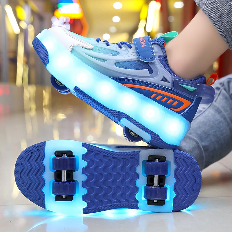 Yitu dječje Heelys tenisice s dvostrukim kotačem, PU kotači, prozračne, svjetleće i punjive