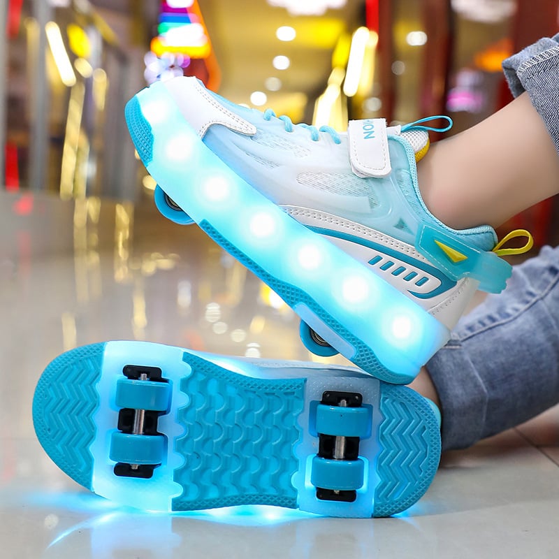 Yitu dječje Heelys tenisice s dvostrukim kotačem, PU kotači, prozračne, svjetleće i punjive