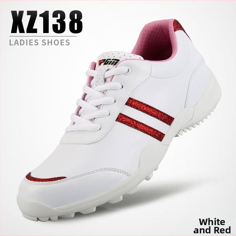 PGM dámske golfové topánky – nepremokavé, priedušné, vrch z mikrovláknovej kože, vzor paralelných prúžkov, protišmyková gumová podrážka