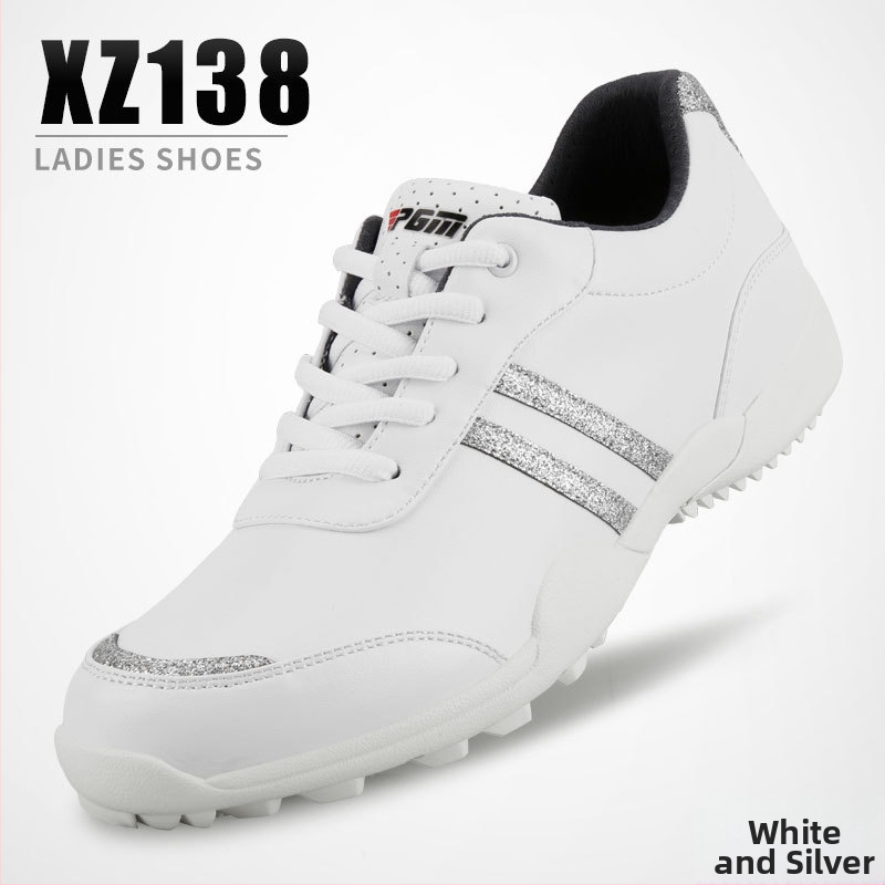 PGM dámske golfové topánky – nepremokavé, priedušné, vrch z mikrovláknovej kože, vzor paralelných prúžkov, protišmyková gumová podrážka