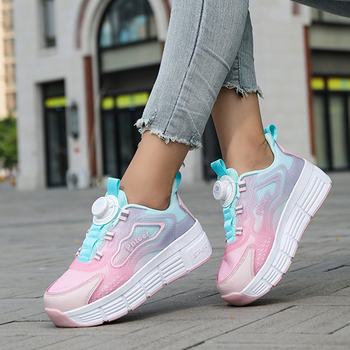 PHTEER Gyerekek Dupla Kerék PU Görkorcsolya Cipő - Uniszex