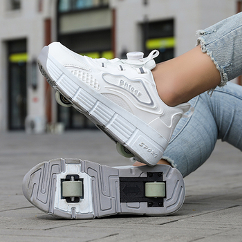 PHTEER Gyerekek Dupla Kerék PU Görkorcsolya Cipő - Uniszex