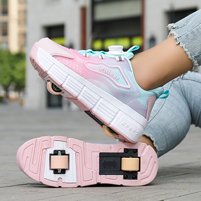 PHTEER Gyerekek Dupla Kerék PU Görkorcsolya Cipő - Uniszex