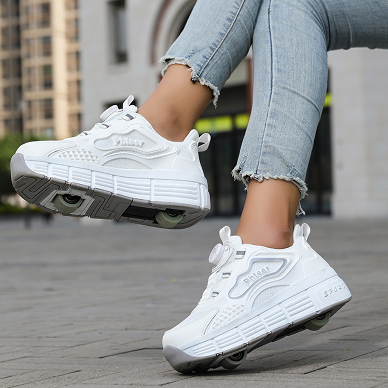 PHTEER Gyerekek Dupla Kerék PU Görkorcsolya Cipő - Uniszex