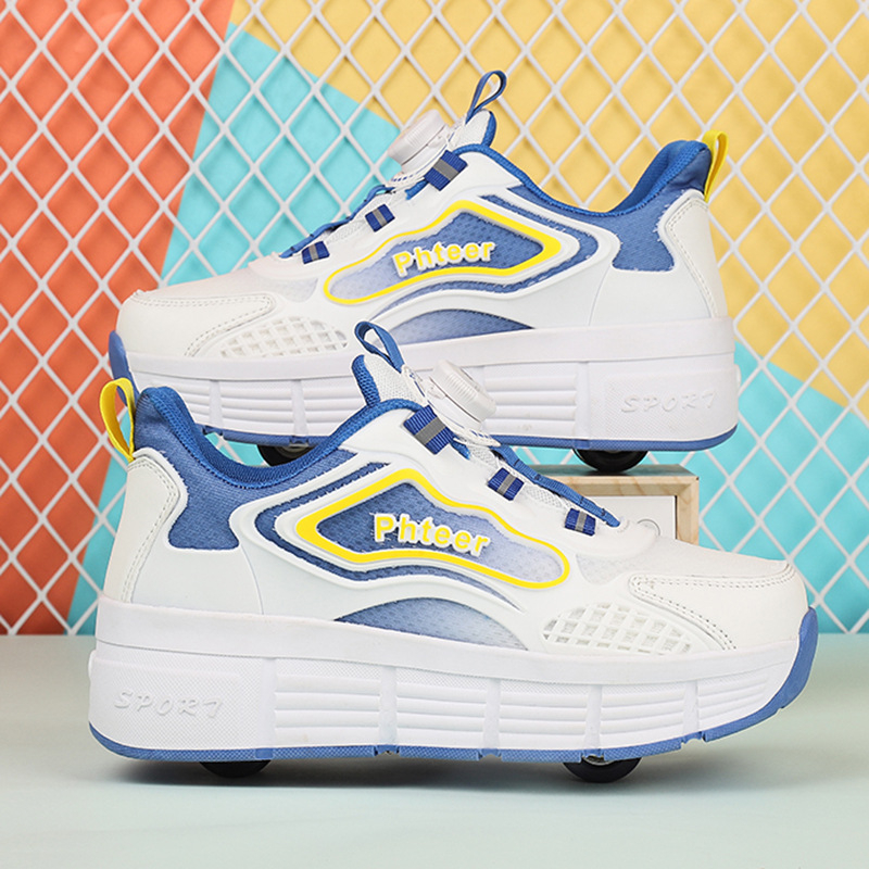 PHTEER Gyerekek Dupla Kerék PU Görkorcsolya Cipő - Uniszex