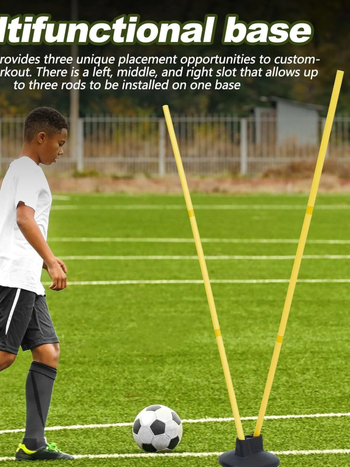 Stâlp de antrenament fotbal cu bază din cauciuc, bază cu trei găuri, Tengbo, 2,2 kg