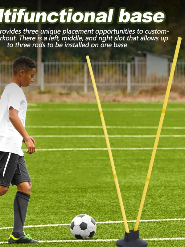 Stâlp de antrenament fotbal cu bază din cauciuc, bază cu trei găuri, Tengbo, 2,2 kg