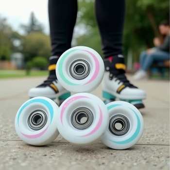 Двуредни кънки с четири колела, PU колела 90A, тихо въртене