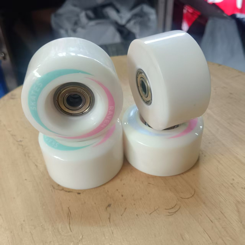 Двуредни кънки с четири колела, PU колела 90A, тихо въртене