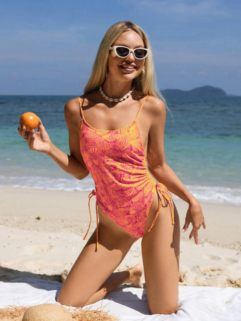 Costum de baie întreg cu imprimeu sexy, cu pernă pentru bust, material poliester-elastan, 200 g