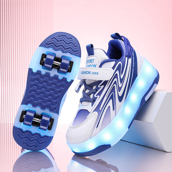 Детски четириколесни светещи ролерки – PU колела, марка Yitu, обувки в стил Heelys