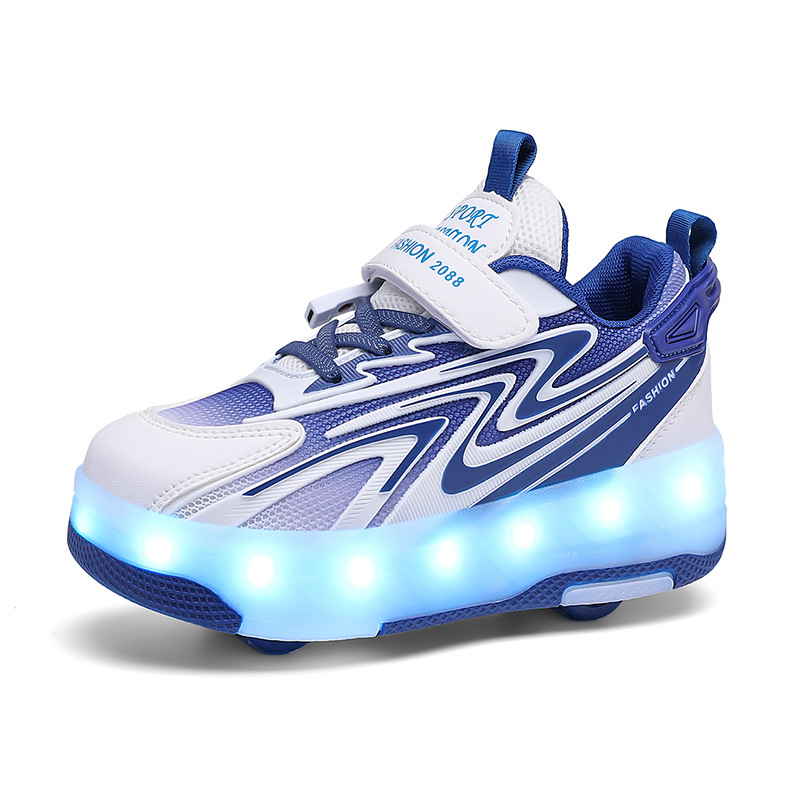 Детски четириколесни светещи ролерки – PU колела, марка Yitu, обувки в стил Heelys