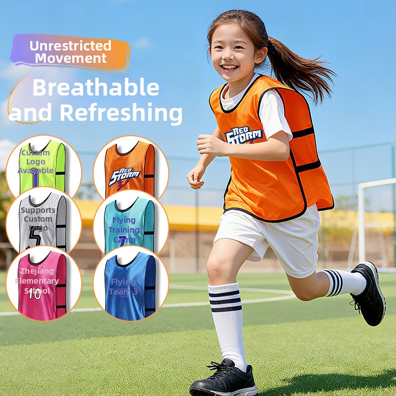 Detská futbalová tréningová vesta – šetrný k pleti materiál, rýchloschnúca tkanina, jednofarebný vzor, pre tímový tréning