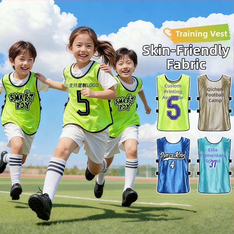 Detská futbalová tréningová vesta – šetrný k pleti materiál, rýchloschnúca tkanina, jednofarebný vzor, pre tímový tréning