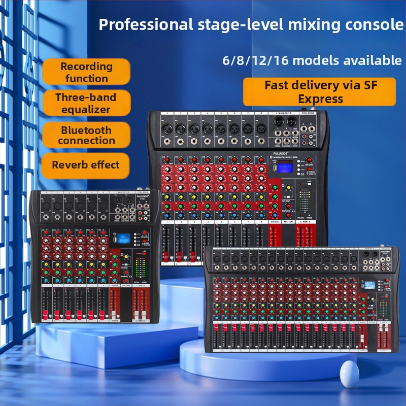 DJ mixážny pult s 8 kanálmi, 6 kanálmi s reverbom, USB a Bluetooth
