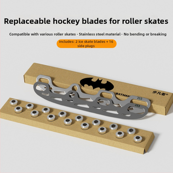 Nerezová oceľová čepeľ na ľad pre kolieskové korčule — kompletný set s možnosťou potlače loga; značka Step into the van; materiál čepele: nehrdzavejúca oceľ; použitie: modifikované kolieskové korčule; kategória: obuv na kolieskové korčule