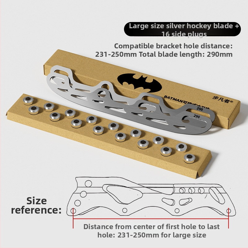 Nerezová oceľová čepeľ na ľad pre kolieskové korčule — kompletný set s možnosťou potlače loga; značka Step into the van; materiál čepele: nehrdzavejúca oceľ; použitie: modifikované kolieskové korčule; kategória: obuv na kolieskové korčule
